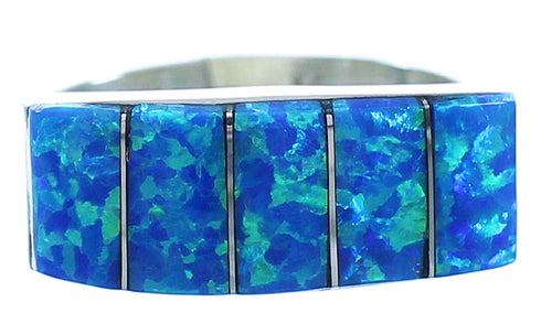 Sterling Silver Zuni Blue Opal Jewelry Ring Size 6 TX103132